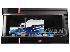 2002 Peterbilt 379 Truck Tractor White and Blue with Graphics 1/64 Diecast Model Car IXO Models U64TR010