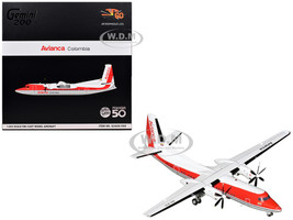 Fokker F50 Commercial Aircraft Avianca Colombia PH AVJ White with Red Stripes Gemini 200 Series 1/200 Diecast Model Airplane GeminiJets G2AVA1500