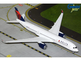 Airbus A350 900 Commercial Aircraft Delta Air Lines N504DN White with Red and Blue Tail Gemini 200 Series 1/200 Diecast Model Airplane GeminiJets G2DAL1496