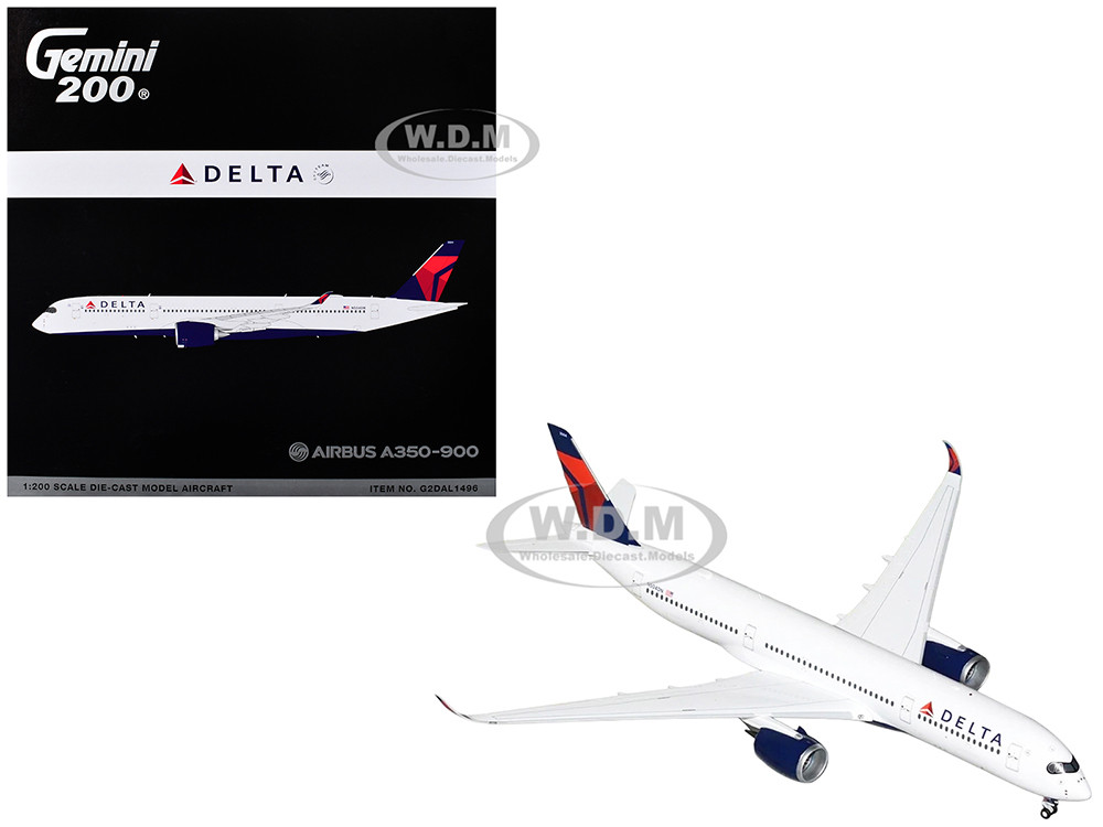 Airbus A350-900 Commercial Aircraft "Delta Air Lines" (N504DN) White with Red and Blue Tail "Gemini 200" Series 1/200 Diecast Model Airplane by Gemini