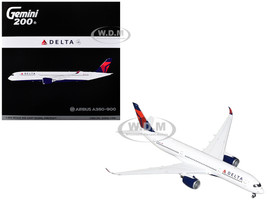 Airbus A350 900 Commercial Aircraft Delta Air Lines N504DN White with Red and Blue Tail Gemini 200 Series 1/200 Diecast Model Airplane GeminiJets G2DAL1496