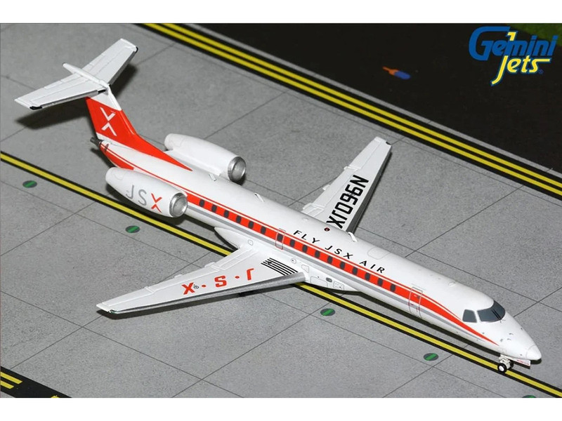 Embraer ERJ 145 Commercial Aircraft JSX N960JX White with Red Stripes Gemini 200 Series 1/200 Diecast Model Airplane GeminiJets G2JSX1505