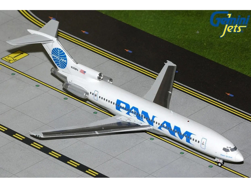 Boeing 727 200 Commercial Aircraft Pan American World Airways Clipper Goodwill N368PA White with Blue Tail Graphics Gemini 200 Series 1/200 Diecast Model Airplane GeminiJets G2PAA1408