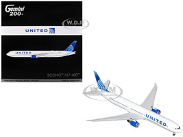 Boeing 767 400 Commercial Aircraft United Airlines N76064 White with Blue Tail Graphics Gemini 200 Series 1/200 Diecast Model Airplane GeminiJets G2UAL1445