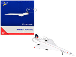 BAC Aerospatiale Concorde Commercial Aircraft British Airways G BOAA White with Red Stripes and Blue Tail 1/400 Diecast Model Airplane GeminiJets GJBAW2390