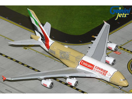 Airbus A380 800 Commercial Aircraft Emirates Courier Express A6 EET White with Tail Stripes and Package Graphics 1/400 Diecast Model Airplane GeminiJets GJUAE2384