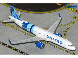 Airbus A321neo Commercial Aircraft United Airlines Coastliner N94750 White with Blue Stripes and Tail 1/400 Diecast Model Airplane GeminiJets GJUAL2423