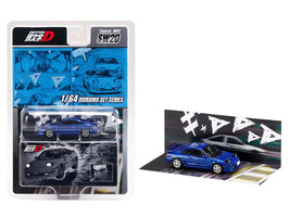 Toyota MR2 SW20 RHD Right Hand Drive Blue Metallic Kai Kogashiwa VS Takumi Fujiwara Initial D 1995 2013 Manga Diorama Set Series 1/64 Diecast Model Car Hobby Japan HJDMD009