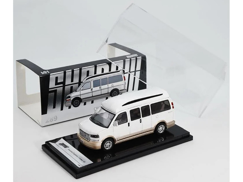 GMC Savana Explorer Limited SE Van White Metallic 1/64 Diecast Model Car Shadow LL-057-289