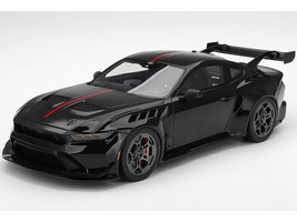 Ford Mustang GTD Shadow Black with Red Stripe 1/18 Model Car Top Speed TS0673