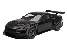 Ford Mustang GTD Shadow Black with Red Stripe 1/18 Model Car Top Speed TS0673