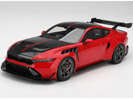 Ford Mustang GTD Race Red and Carbon Fiber with Red Stripe 1/18 Model Car Top Speed TS0674