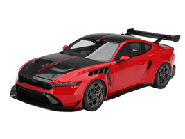 Ford Mustang GTD Race Red and Carbon Fiber with Red Stripe 1/18 Model Car Top Speed TS0674