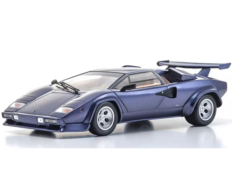 Lamborghini Countach LP 5000 Quattrovalvole Dark Blue Metallic 1/18 Diecast Model Car Kyosho KS08320DBL
