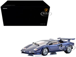 Lamborghini Countach LP 5000 Quattrovalvole Dark Blue Metallic 1/18 Diecast Model Car Kyosho KS08320DBL