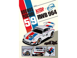 RWB 964 #59 Brumos Pleasure White with Red and Blue Stripes KitGo Base Series 1/64 Diecast Model Car Model Model MM64-RWB964-KITGO01