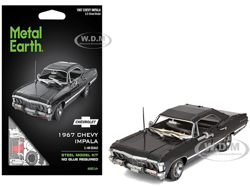 Model Kit 1967 Chevrolet Impala Black Moderate Difficulty Steel Model Metal Earth ME1048