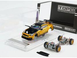 Nissan Top Secret GT R R35 RHD Right Hand Drive Gold Metallic with Carbon Hood and Top Tokyo Auto Salon 2026 1/64 Diecast Model Car BM Creations 64B0494