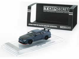 Nissan Top Secret Skyline GT R BNR34 RHD Right Hand Drive Stealth Gray with Carbon Hood Tokyo Auto Salon 2026 1/64 Diecast Model Car BM Creations 64B0498