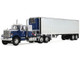 Chevrolet Bison with 34 Flat Top Sleeper & 40 Vintage Trailer with Reefer Blue and White 1/64 Diecast Model DCP/First Gear 60-2345 Chevrolet Bison with 34 Flat Top Sleeper & 40 Vintage Trailer with Reefer Blue and White 1/64 Diecast Model DCP/First Gear 60-2345