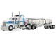 Kenworth W900L with 60 Aerodyne Sleeper and Polar Deep Drop Trailer White with Blue and Green Stripes 1/64 Diecast Model DCP/First Gear 60-2353 Kenworth W900L with 60 Aerodyne Sleeper and Polar Deep Drop Trailer White with Blue and Green Stripes 1/64 Diecast Model DCP/First Gear 60-2353