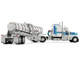 Kenworth W900L with 60 Aerodyne Sleeper and Polar Deep Drop Trailer White with Blue and Green Stripes 1/64 Diecast Model DCP/First Gear 60-2353 Kenworth W900L with 60 Aerodyne Sleeper and Polar Deep Drop Trailer White with Blue and Green Stripes 1/64 Diecast Model DCP/First Gear 60-2353