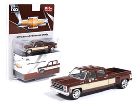1979 Chevrolet Silverado C30 Crew Cab Dually Pickup Truck Cordova Brown with Santa Fe Tan Side Stripes Limited Edition 1/64 Diecast Model Car IXO Models IAPR1014
