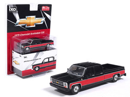1979 Chevrolet Scottsdale C20 Crew Cab Pickup Truck Black with Red Side Stripes Limited Edition 1/64 Diecast Model Car IXO Models IAPR1015