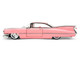 1959 Cadillac Coupe DeVille Pink with Pink and White Interior Showroom Floor Series 1/24 Diecast Model Car Jada 38004