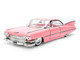 1959 Cadillac Coupe DeVille Pink with Pink and White Interior Showroom Floor Series 1/24 Diecast Model Car Jada 38004