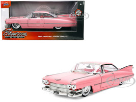 1959 Cadillac Coupe DeVille Pink with Pink and White Interior Showroom Floor Series 1/24 Diecast Model Car Jada 38004