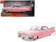 1959 Cadillac Coupe DeVille Pink with Pink and White Interior Showroom Floor Series 1/24 Diecast Model Car Jada 38004