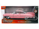 1959 Cadillac Coupe DeVille Pink with Pink and White Interior Showroom Floor Series 1/24 Diecast Model Car Jada 38004