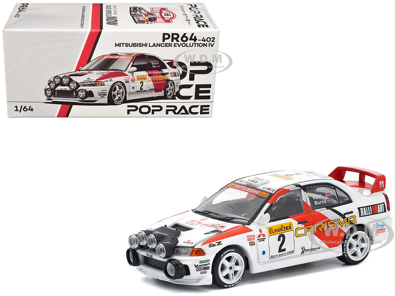 Mitsubishi Lancer Evolution IV RHD Right Hand Drive #2 Richard Burns Robert Reid Monte Carlo Rally 1998 1/64 Diecast Model Car Pop Race PR640402