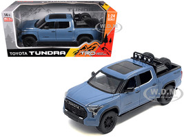2023 Toyota Tundra TRD 4x4 Pickup Truck Cavalry Blue with Sunroof and Wheel Rack 1/24 Diecast Model Car H08555R-CBL