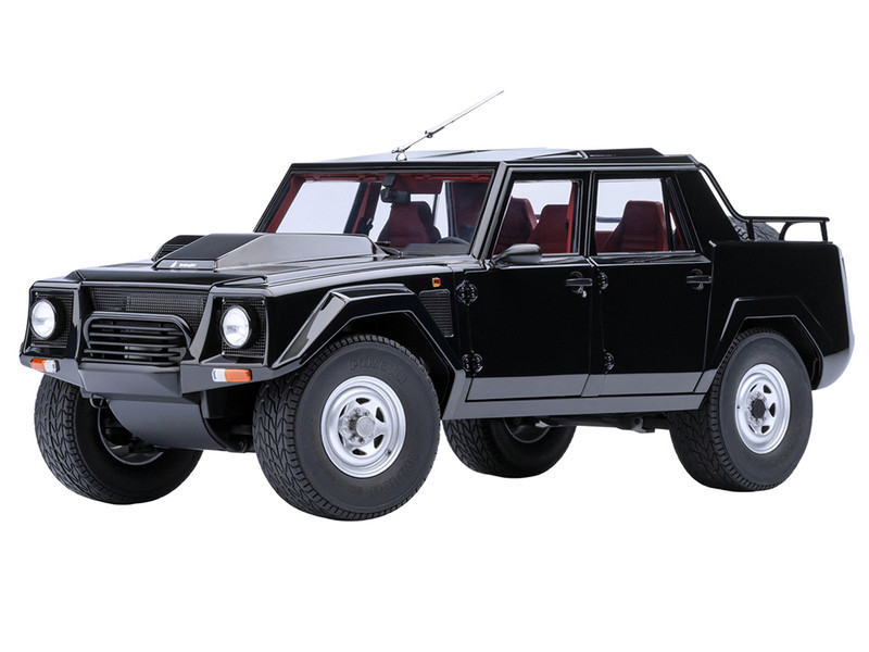 Lamborghini LM002 Nero Tenebre Black with Red Interior 1/18 Model Car Autoart 74550