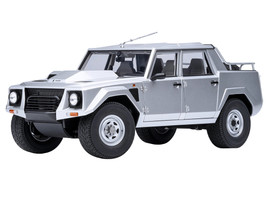 Lamborghini LM002 Argento Silver Metallic with White Interior 1/18 Model Car Autoart 74553