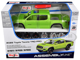 Skill 2 Model Kit 2023 Toyota Tacoma TRD PRO Pickup Truck Light Green Metallic Assembly Line Series 1/27 Scale Model Maisto 39539GRN