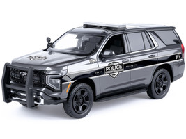 2025 Chevrolet Tahoe PPV General Motors Police Gray Metallic Custom Builder s Kit Law Enforcement and Public Service Series 1/24 Diecast Model Car Motormax 76642GRY