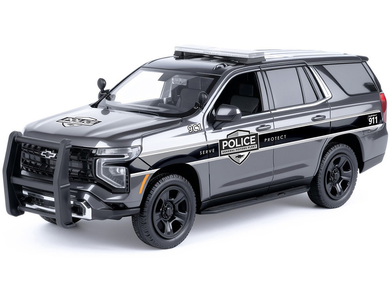 2025 Chevrolet Tahoe PPV General Motors Police Gray Metallic Custom Builder s Kit Law Enforcement and Public Service Series 1/24 Diecast Model Car Motormax 76642GRY