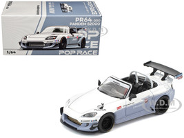 Honda Pandem S2000 RHD Right Hand Drive White and Blue Gray 1/64 Diecast Model Car Pop Race PR640300