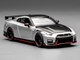 2022 Nissan GT R Nismo R35 RHD Right Hand Drive Ultimate Metal Silver Metallic with Carbon Hood and Top Senior 64 Series 1/64 Diecast Model Car MotorHelix M63523