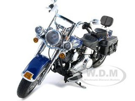 2009 Harley Davidson FLSTC Heritage Softail Classic Flame Blue Pearl/Pewter Pearl Diecast Model 1/12 by Highway 61
