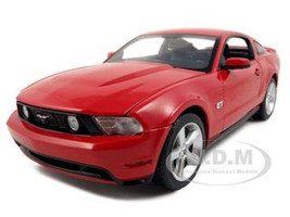 2010 Ford Mustang GT Coupe Torch Red With Charcoal black Interior With Cashmere White Stripes 1/18 Diecast Car Model Greenlight 12813