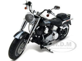 2010 Harley Davidson FLSTF Fat Boy Vivid Black Diecast Model 1/12 by Highway 61