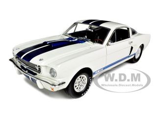1966 Ford Mustang Shelby GT350 White with Blue Stripes 1/18 Diecast Model Car by 