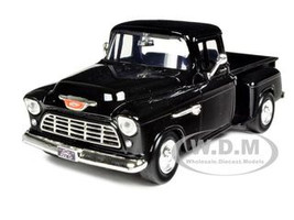 1955 Chevrolet 5100 Stepside Pickup Truck Black 1/24 Diecast Car Model Motormax 73236