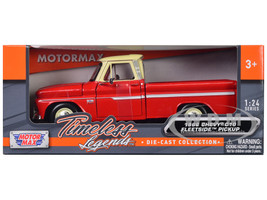 1966 Chevrolet C10 Fleetside Pickup Truck Red Cream Top 1/24 Diecast Model Car Motormax 73355