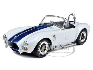 1965 Shelby Cobra 427 S/C White with Blue Stripes 1/18 Diecast Model Car Shelby Collectibles 115