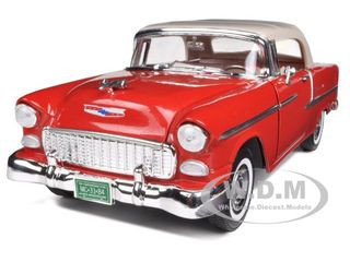 1955 Chevrolet Bel Air Convertible Soft Top Red 1/18 Diecast Car Model Motormax 73184